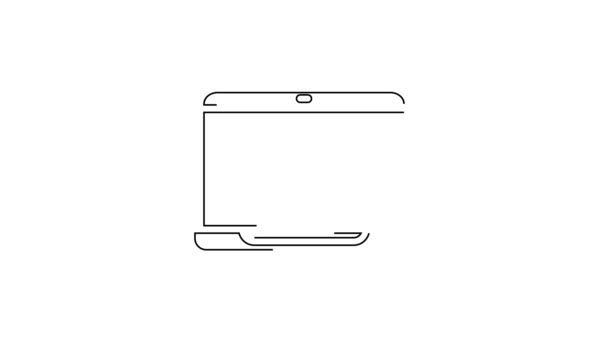 Schwarze Linie Laptop Symbol Isoliert Auf Weißem Hintergrund Computer Notizbuch — Stockvideo