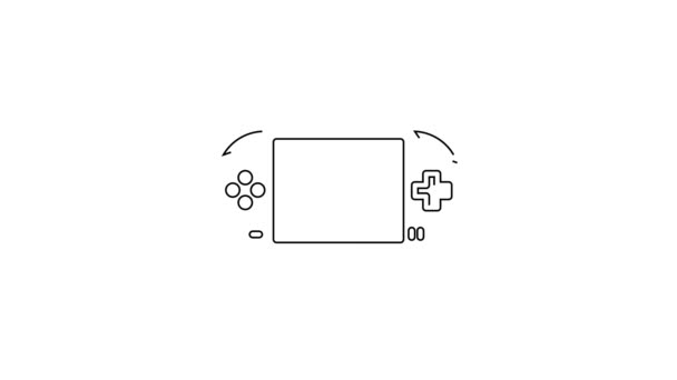 Black Line Portable Video Game Console Icon Isolated White Background — Stock Video