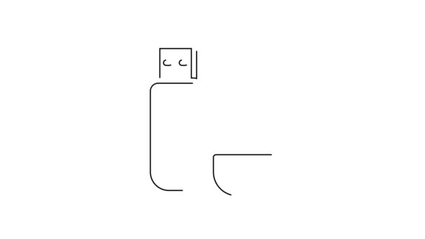Black Line Usb Flash Drive Icon Isolated White Background Video — Stock Video