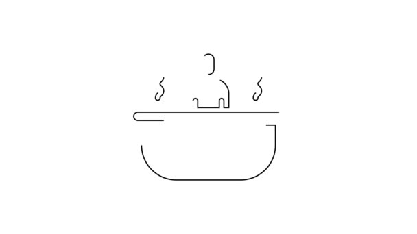 黑线浴缸图标隔离在白色背景 4K视频运动图形动画 — 图库视频影像
