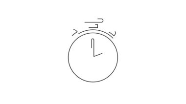 Siyah çizgi Stopwatch simgesi beyaz arkaplanda izole edildi. Zaman göstergesi. Kronometre işareti. 4K Video hareketli grafik canlandırması.