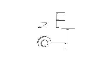 Siyah çizgi Fast Street yemek arabası ikonu beyaz arka planda izole edilmiş. Şehir büfesi. 4K Video hareketli grafik canlandırması.