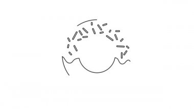 Siyah çizgili donut beyaz arka planda izole edilmiş tatlı jöleli ikon. 4K Video hareketli grafik canlandırması.