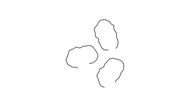 Siyah çizgi tavuk nugget simgesi beyaz arka planda izole edildi. 4K Video hareketli grafik canlandırması.