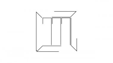 Siyah çizgi tahta kutu simgesi beyaz arkaplanda izole edildi. 4K Video hareketli grafik canlandırması.