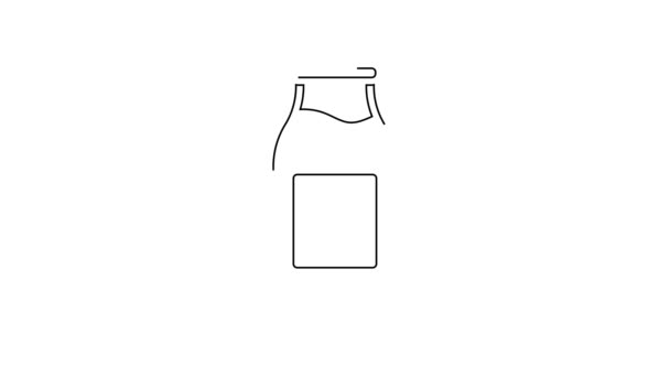 Botol Kaca Tertutup Garis Hitam Dengan Ikon Susu Diisolasi Pada — Stok Video