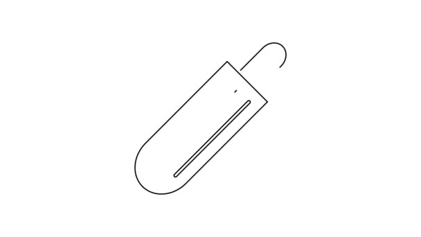 Black Line French Hot Dog Icon Isolated White Background Sausage — Stock Video