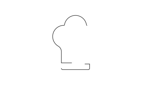 Черная Линия Шляпа Шеф Повара Выделена Белом Фоне Кулинарный Символ — стоковое видео