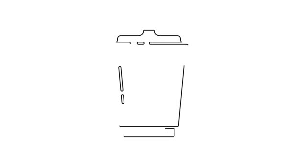 Чорна Лінія Кавова Чашка Щоб Піти Піктограму Ізольовано Білому Тлі — стокове відео