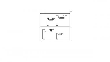 Beyaz arka planda siyah çizgi Depo simgesi izole edildi. 4K Video hareketli grafik canlandırması.