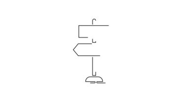 Siyah çizgi trafik levhası. Beyaz arkaplanda sinyal simgesi izole edildi. İşaretçi sembolü. İzole sokak bilgi levhası. Yön tabelası. 4K Video hareketli grafik canlandırması.