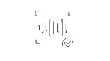 Beyaz arkaplanda siyah çizgi ses tanıma simgesi izole edildi. Kimlik tanıma için ses biyometrik kimlik doğrulaması. Siber güvenlik. 4K Video hareketli grafik canlandırması.