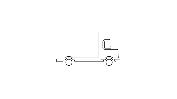 Μαύρη Γραμμή Παράδοση Φορτηγό Φορτηγό Όχημα Εικονίδιο Απομονώνονται Λευκό Φόντο — Αρχείο Βίντεο