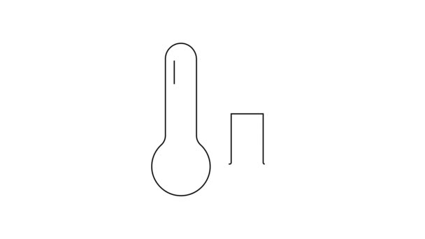 Μαύρη Γραμμή Μετεωρολογικό Θερμόμετρο Μέτρησης Εικονίδιο Απομονώνονται Λευκό Φόντο Θερμομετρικό — Αρχείο Βίντεο