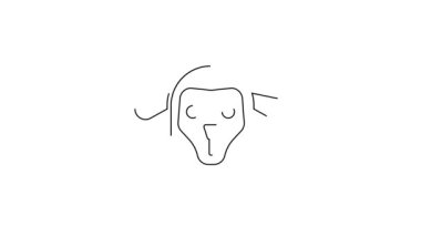 Koyun kafası simgesi beyaz arkaplanda izole edildi. Hayvan sembolü. 4K Video hareketli grafik canlandırması.