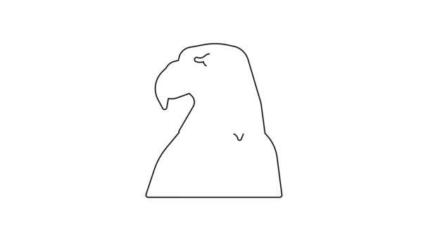 Černá Čára Orel Hlava Ikona Izolované Bílém Pozadí Zvířecí Symbol — Stock video