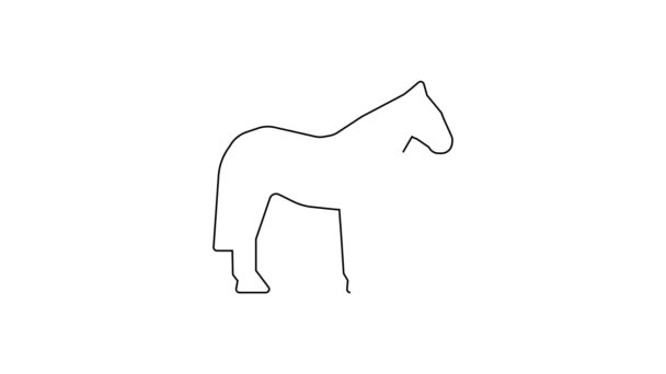 Černá Čára Ikona Koně Izolované Bílém Pozadí Zvířecí Symbol Grafická — Stock video