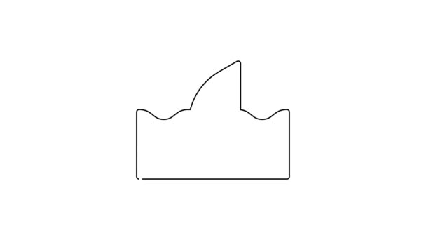 Czarna Linia Płetwa Rekina Ikonie Fali Oceanicznej Izolowane Białym Tle — Wideo stockowe