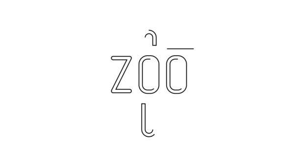 Icono Del Parque Zoológico Línea Negra Aislado Sobre Fondo Blanco — Vídeos de Stock