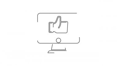 Siyah Çizgili El, beyaz arkaplanda izole edilmiş bir simge gibi. 4K Video hareketli grafik canlandırması.