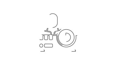 Siyah çizgi sunumu, film, film, medya projektör simgesi beyaz arkaplanda izole edildi. 4K Video hareketli grafik canlandırması.