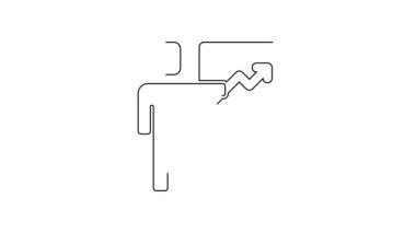 İdari simgelerden oluşan bir ekibin siyah çizgi lideri beyaz arka planda izole edildi. 4K Video hareketli grafik canlandırması.