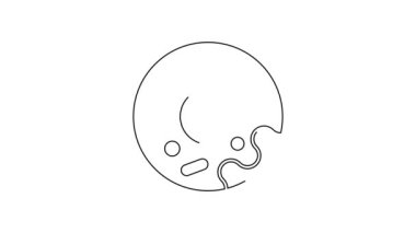 Siyah çizgili donut beyaz arka planda izole edilmiş tatlı jöleli ikon. 4K Video hareketli grafik canlandırması.