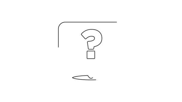 Black Line Question Mark Icon Isolated White Background Faq Sign — Stock Video