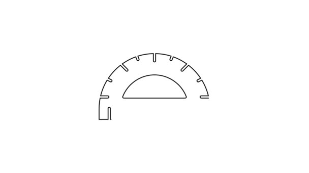 Black Line Protractor Grid Measuring Degrees Icon Isolated White Background — Stock Video