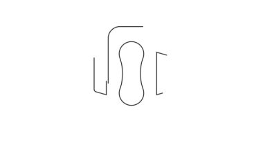 Siyah çizgi adet dönemi ve beyaz arka planda izole edilmiş hijyenik peçete ikonu. Kadın hijyen ürünleri. 4K Video hareketli grafik canlandırması.