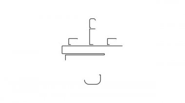 Beyaz zemin üzerinde su musluğu simgesi olan siyah çizgili lavabo. 4K Video hareketli grafik canlandırması.