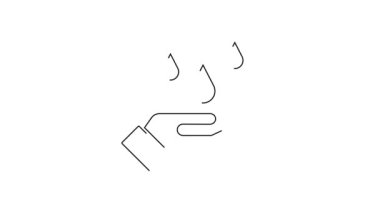 Siyah çizgi, beyaz arka planda izole edilmiş sabun ikonu ile ellerini yıkıyor. Virüs ve bakterileri önlemek için ellerini sabunla yıkıyorsun. 4K Video hareketli grafik canlandırması.