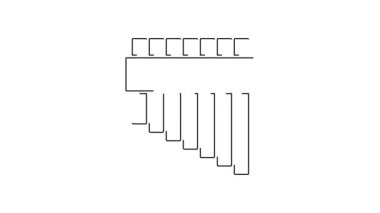 Siyah çizgi Pan flüt simgesi beyaz arkaplanda izole edildi. Geleneksel Peru müzik aleti. Zampona. Peru, Bolivya ve Meksika 'dan halk enstrümanı. 4K Video hareketli grafik canlandırması.