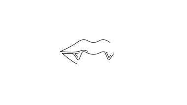 Siyah çizgi vampir dişleri ikonu beyaz arka planda izole edilmiş. Mutlu Cadılar Bayramı Partisi. 4K Video hareketli grafik canlandırması.