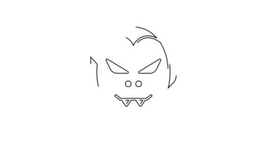 Beyaz arka planda siyah çizgi vampir ikonu var. Mutlu Cadılar Bayramı Partisi. 4K Video hareketli grafik canlandırması.