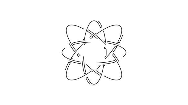 Černá Čára Ikona Atom Izolované Bílém Pozadí Symbol Vědy Vzdělání — Stock video