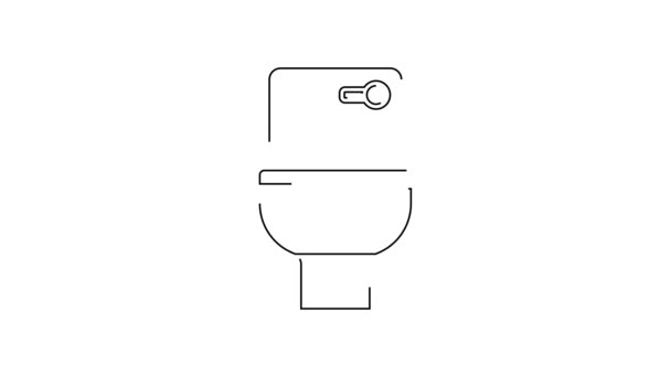 黑线厕所碗图标隔离在白色背景 4K视频运动图形动画 — 图库视频影像