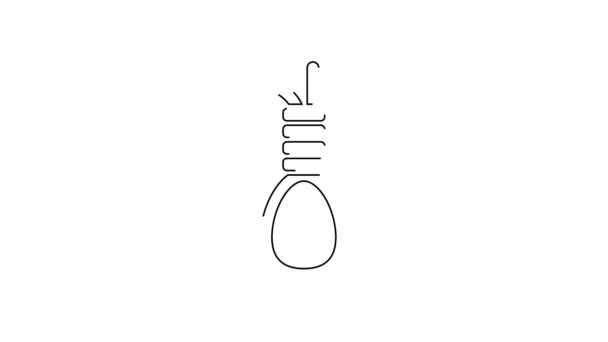 Black Line Gallows Rope Loop Hanging Icon Isolated White Background — Stock Video