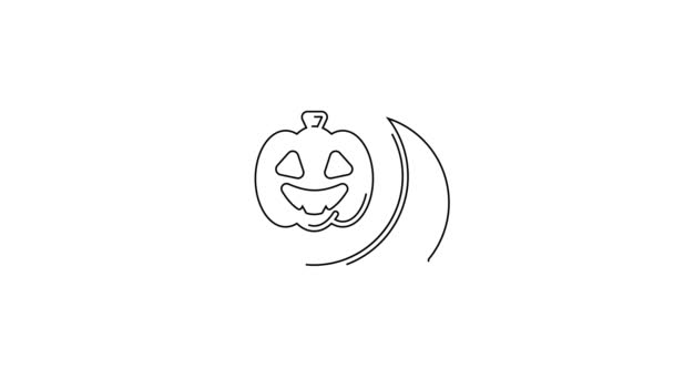 Чорна Лінія Значок Гарбуза Ізольовано Білому Тлі Щаслива Вечірка Хелловін — стокове відео