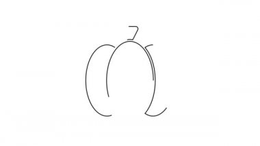 Beyaz arkaplanda siyah çizgi balkabağı simgesi izole edildi. Mutlu Cadılar Bayramı Partisi. 4K Video hareketli grafik canlandırması.