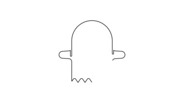 Siyah çizgi Hayalet simgesi beyaz arkaplanda izole edildi. Mutlu Cadılar Bayramı Partisi. 4K Video hareketli grafik canlandırması.