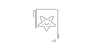 Siyah çizgi üzerinde simya tarifleri, mistik büyüler ve beyaz arka planda izole edilmiş büyü simgeleri olan Eskiler 'in sihirli kitabı. 4K Video hareketli grafik canlandırması.