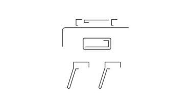 Siyah çizgi askeri mayın ikonu beyaz arka planda izole edildi. Claymore mayın patlayıcısı. Anti-personel mayını. Ordu patlayıcısı. 4K Video hareketli grafik canlandırması.