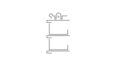 Siyah çizgi El bombası ikonu beyaz arka planda izole edildi. Bomba patlaması. 4K Video hareketli grafik canlandırması.