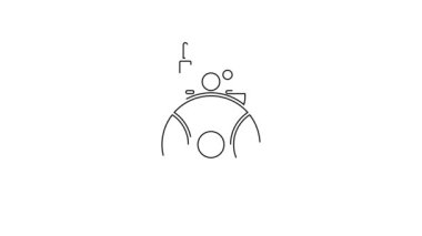 Siyah çizgi robot simgesi beyaz arkaplanda izole edildi. 4K Video hareketli grafik canlandırması.