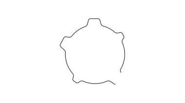 Siyah çizgi göktaşı simgesi beyaz arkaplanda izole edildi. 4K Video hareketli grafik canlandırması.