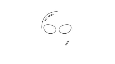 Siyah çizgi uzaylı simgesi beyaz arkaplanda izole edildi. Uzaylı yüzü ya da kafa sembolü. 4K Video hareketli grafik canlandırması.