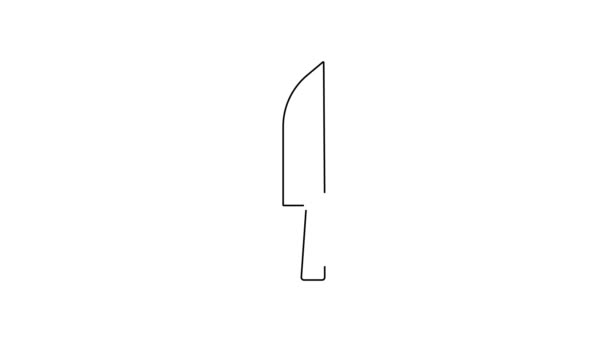Czarna Linia Ikona Noża Izolowana Białym Tle Symbol Sztućców Wesołego — Wideo stockowe