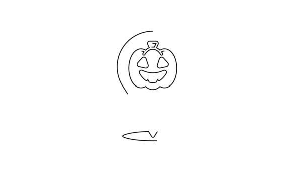 Black Line Pumpkin Icon Isolated White Background Happy Halloween Party — Stock Video
