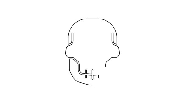 Svart Linje Skull Ikon Isolerad Vit Bakgrund Glad Halloweenfest Video — Stockvideo